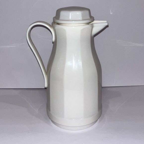 Other - Vintage Insulated Coffee Tea Thermal Pitcher‎ Server Vacuum Carafe White Granny